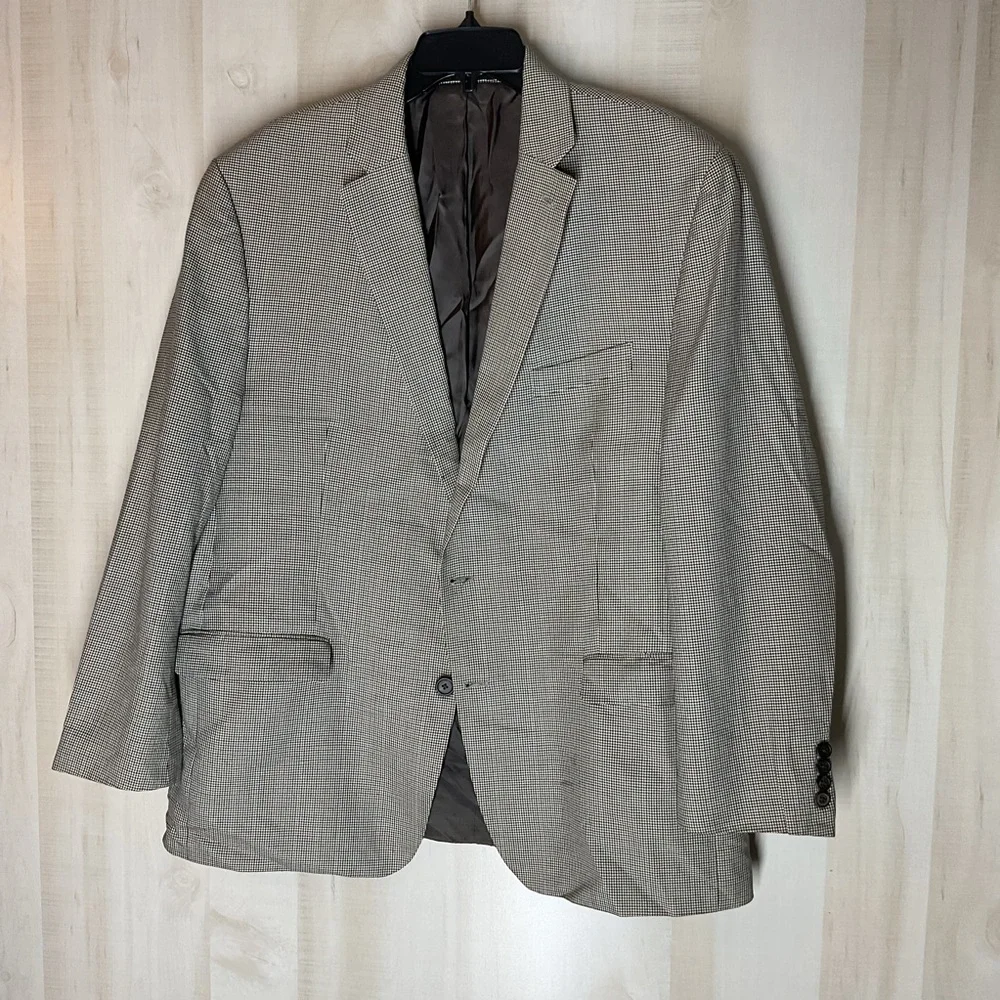 Lauren Ralph Lauren‎ tweed blazer tan black 2 button size 48R